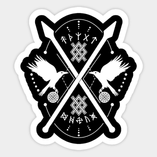 Twin Ravens of Odin | Norse Pagan Symbol Sticker